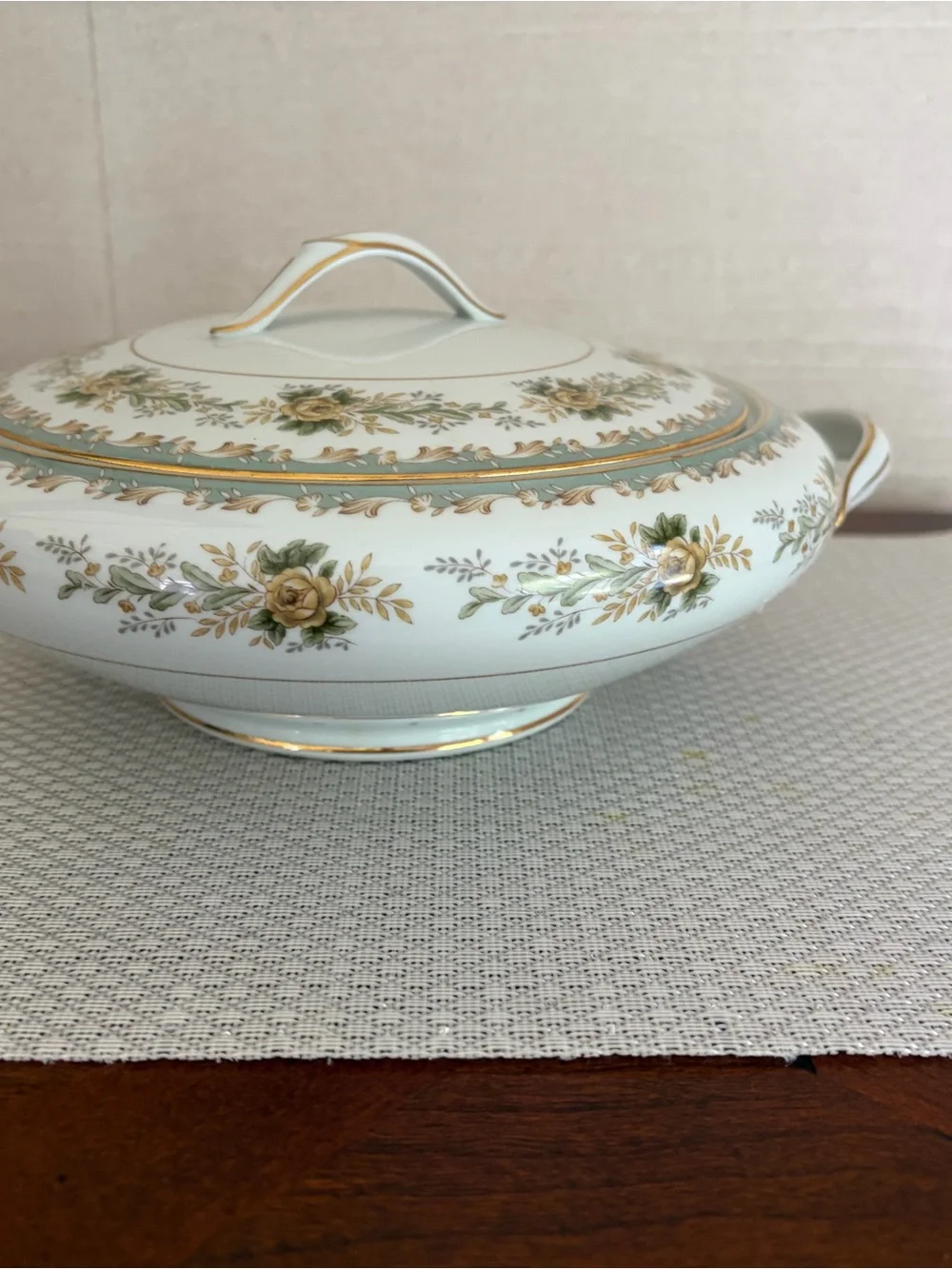 Noritake Brunswick Pattern Covered Serving Dish, Yellow Rose, lidded bowl